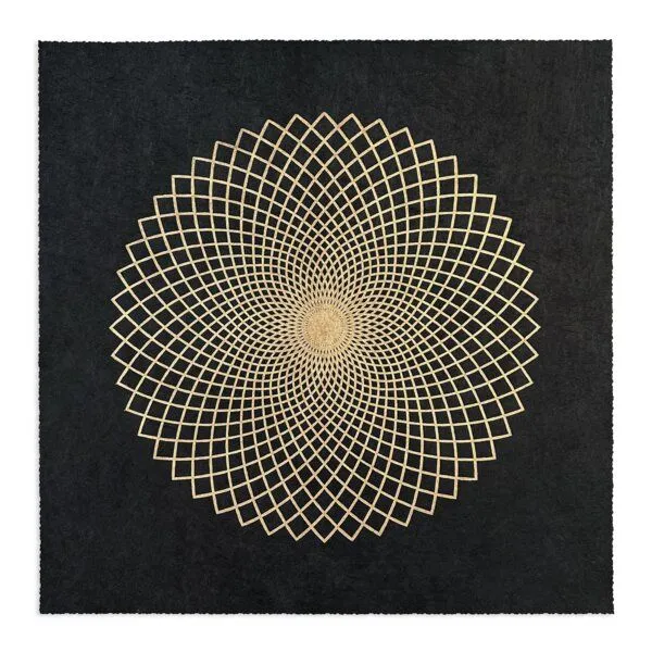 Veskor Cassiopeia Veskor Cassiopeia LOTUS DER LIEBE Heilige Geometrie Linoldruck | 40 x 40 cm | Gold auf Schwarz – Produktbild 1 von 4
