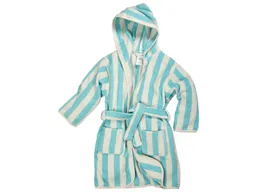 HANS NATUR Kinder Bademantel mit Kapuze Bio-Baumwolle türkis-weiß Gr.86/92 – Produktbild 1 von 1