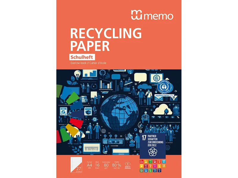 Memo memo Schulheft A4 Nr. 27 lin. m. 2 Rändern – Produktbild 1 von 1