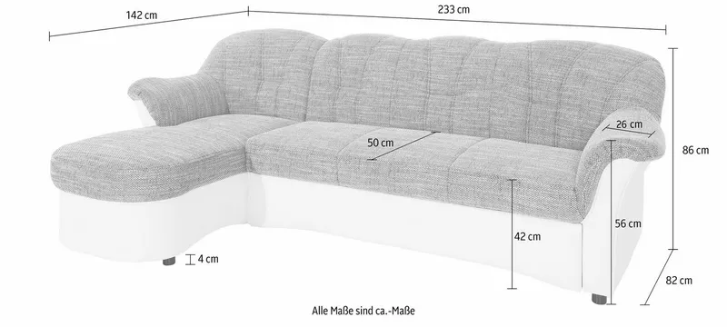 DOMO collection Ecksofa FLORES Schlafsofa, 233x142x86 cm, L-Form, whlw. mit Bettfunktion, whlw. mit Federkern, Grün|schwarz, – Produktbild 8 von 8