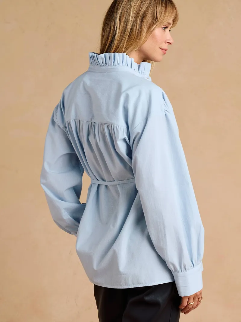 Envie De Fraise Bluse mit Bindegürtel für Schwangerschaft & Stillzeit ENVIE DE FRAISE, Himmelblau, – Produktbild 2 von 4