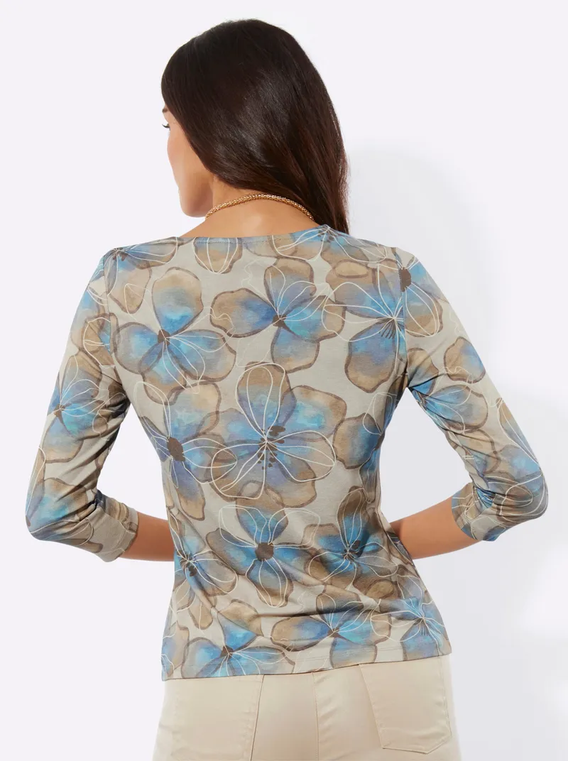 Witt Rundhalsshirt sand-bleu-bedruckt, Sand-bleu-bedruckt, – Produktbild 1 von 2