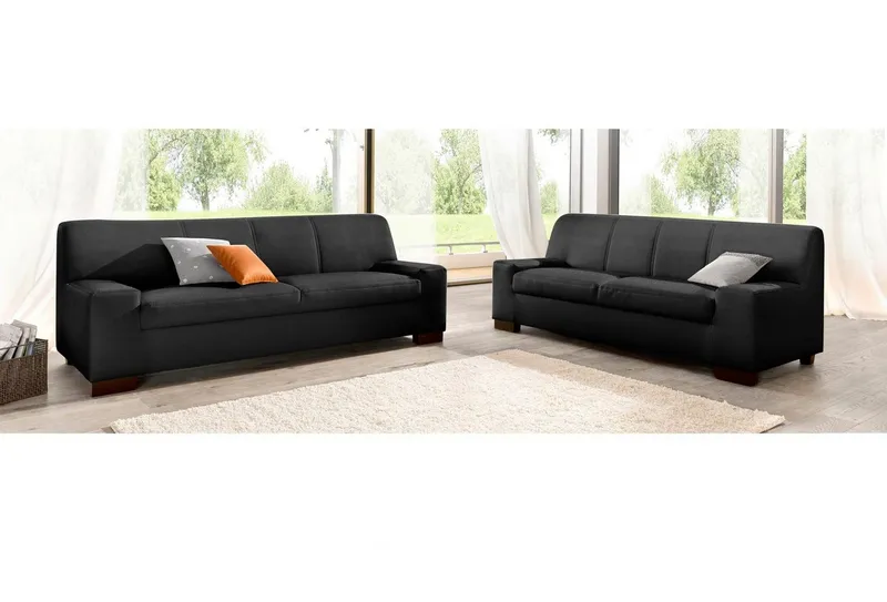 DOMO collection Polstergarnitur Norma kubisch und zeitlos, (Set, 2-tlg), bestehend aus je einem 2- und 3-Sitzer, Schwarz, – Produktbild 1 von 5