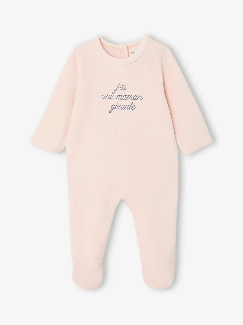 Vertbaudet Vertbaudet 2er-Pack Baby Samt-Schlafanzüge mit Fuß, Rosa, – Produktbild 2 von 4