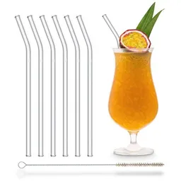 HALM HALM Glasstrohhalme Trinkhalme 6x 23cm (gebogen) + Reinigungsbürste – Produktbild 1 von 1