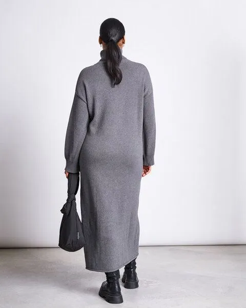 JAN N JUNE JAN N JUNE Strick Kleid INARI GOTS, Dark grey (grau), – Produktbild 4 von 4