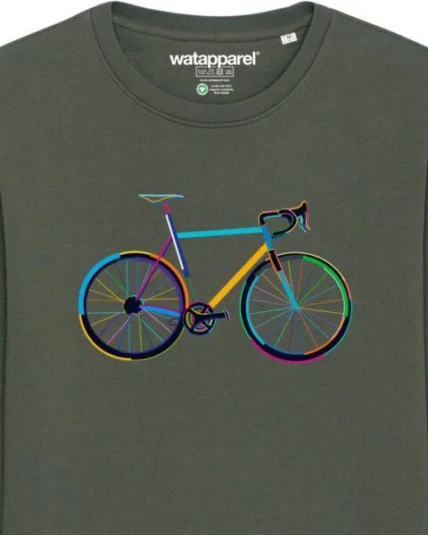 watapparel watapparel Sweatshirt Unisex Fahrrad by night, Khaki, – Produktbild 3 von 3