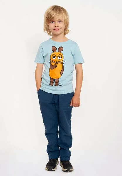 LOGOSH!RT LOGOSH!RT Die Sendung mit der Maus Die Maus Kinder Bio T-Shirt, Hellblau, – Produktbild 3 von 4