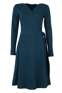 WIRKSTOFF Potsdam WIRKSTOFF Potsdam Kleid in Wickeloptik, Petrol, Fischgrät, Bio-Baumwolle – Produktbild 1 von 1