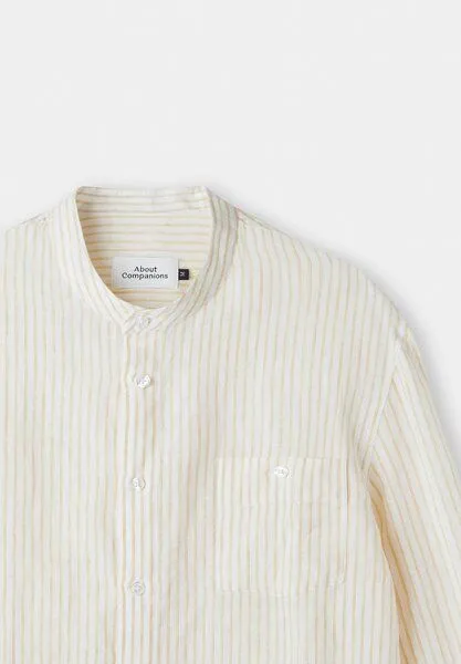 About Companions About Companions Hemd NATHAN mit Stehkragen aus 100% Naturleinen, Striped vintage, – Produktbild 2 von 2