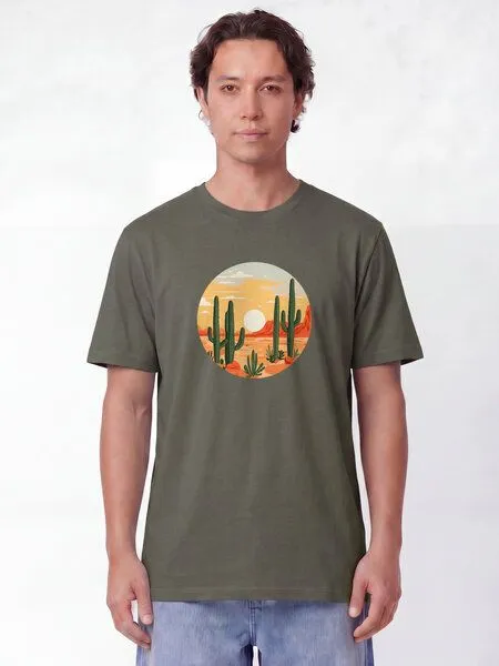 watapparel watapparel T-Shirt Unisex Sonnenuntergang in der Wüste, Khaki, – Produktbild 2 von 2