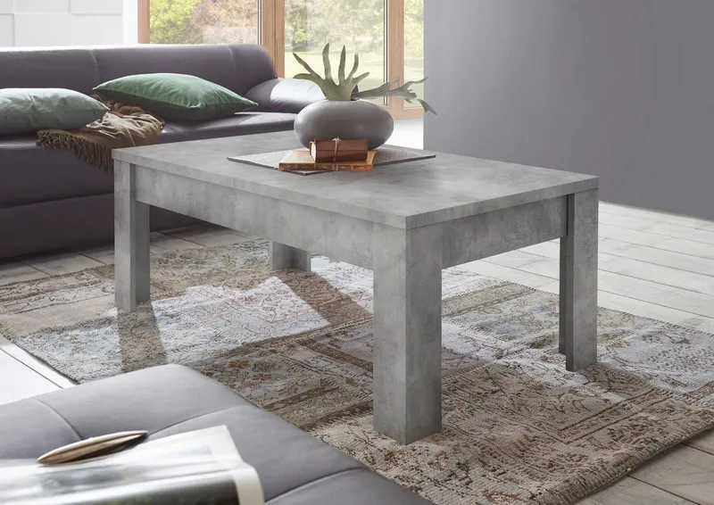 Home affaire Couchtisch Dama 122 x 65 cm, Wohnzimmertisch mit Winkelfuß, Sofatisch, rechteckig, Tischplattenstärke 22 mm, Grau, – Produktbild 1 von 5