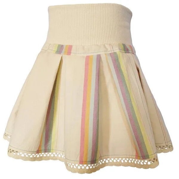 liebewicht liebewicht Faltenrock für Mädchen weiß bunt gestreift bio, White, – Produktbild 3 von 8