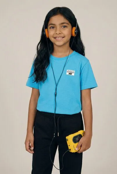 THE FACE OF ELEMENTS THE FACE OF ELEMENTS Color Rush - Relaxed Fit Kids T-Shirt aus 100% Bio-Baumwolle, Sky blue (blau), – Produktbild 2 von 4