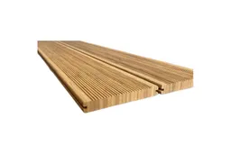 woodstore24 Bambus Natur 18 x 140 mm, fein geriffelt / glatt, mit seitl. Nut, 2 x geölt, Länge: 4,27 m – Produktbild 1 von 1