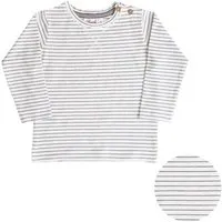 People Wear Organic People Wear Organic maritimes Langarm-Shirt, weiß-dunkelgrau geringelt, aus Bio-Baumwolle – Produktbild 1 von 1