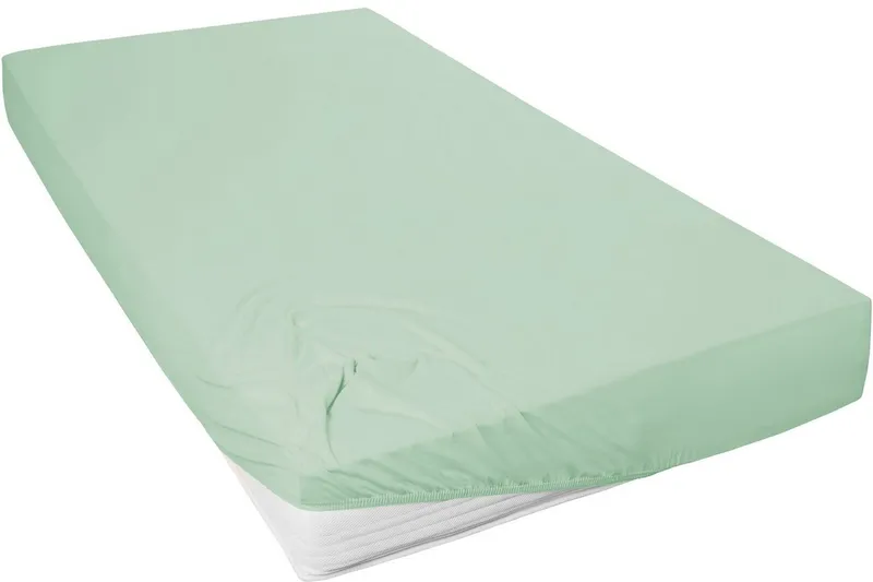 Primera Spannbettlaken Mako-Feinjersey Spannbetttuch, Mako-Jersey, Gummizug: rundum, (1 Stück), Geeignet für Standardmatratzen bis 22 cm, 100% Baumwolle, Grün, – Produktbild 2 von 5
