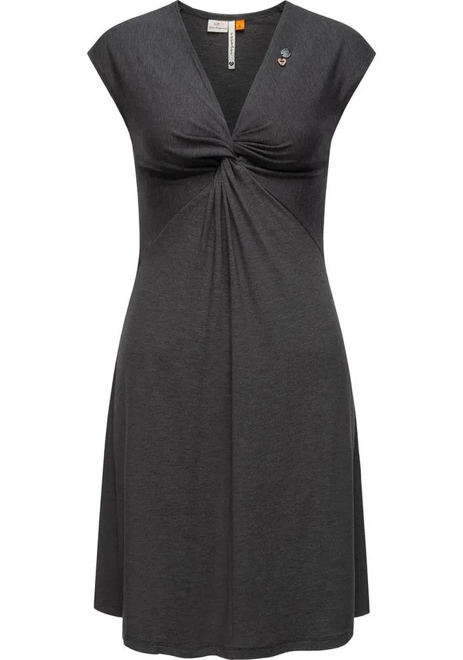 ragwear ragwear Jerseykleid Comfrey Solid stylisches Sommerkleid mit tiefem V-Ausschnitt, Schwarz, – Produktbild 1 von 2