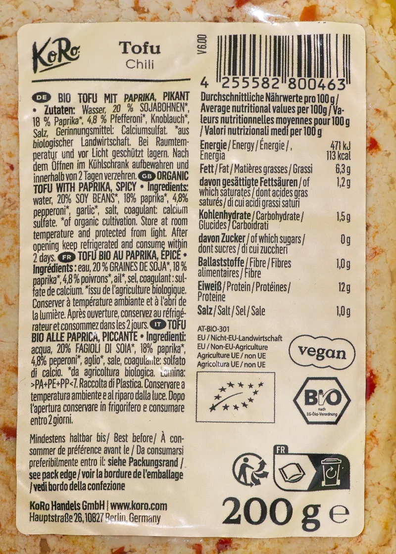 KoRo Bio Tofu Chili 8 x 200 g – Produktbild 5 von 5