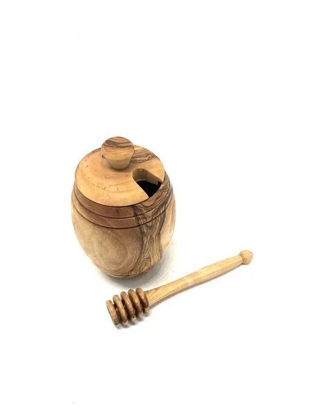 Olivenholz erleben Olivenholz erleben Honigtopf aus Olivenholz plus Honiglöffel 14 cm – Produktbild 2 von 4