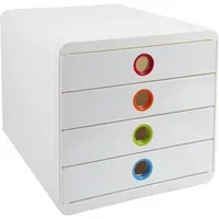 Exacompta Exacompta Schubladenbox Pop-Box "Black Office", DIN A4+, 4 Schubladen, weiß/harlekin – Produktbild 2 von 2