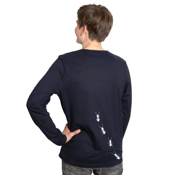 HANDGEDRUCKT HANDGEDRUCKT "Ameisen" Männer Longsleeve, Navy, – Produktbild 1 von 2