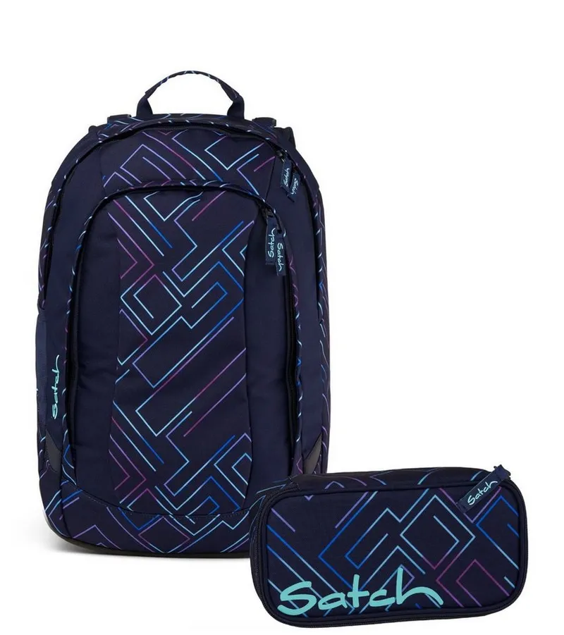 Satch Satch Schulranzen Schulrucksack-Set AIR Purple Laser 2-teilig, Kollektion 23/24 (2-teilig), Laptop-Fach, Your-Size-System, Lila, – Produktbild 2 von 5