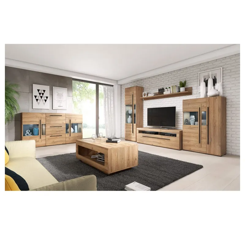 Lomadox Wandregal TURDA-83, Wandboard Regal in Eiche modern 180x22x23 cm, Braun, – Produktbild 4 von 4