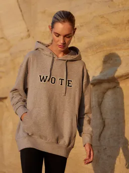 WOTE WOTE Damen vegan Hoodie Logo Grau Melange – Produktbild 1 von 1