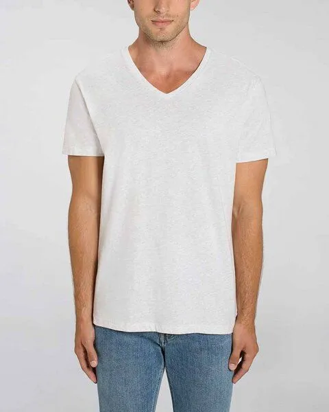 YTWOO YTWOO Männer Bio T-Shirt mit V-Ausschnitt, versch. Farben meliert, Cream meliert, – Produktbild 3 von 4
