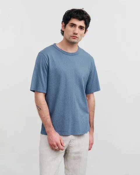 Rotholz Rotholz Strukturiertes T-Shirt, Stone blue, – Produktbild 3 von 4