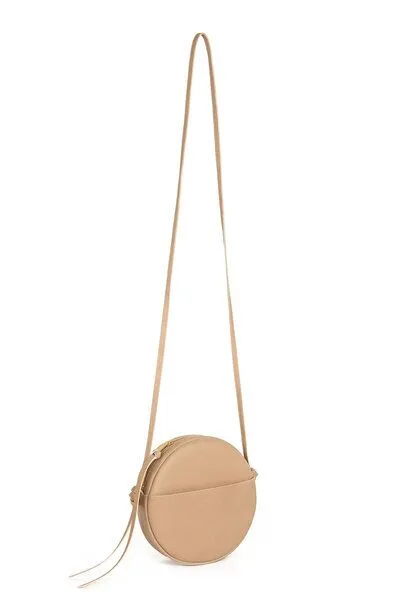 ELEKTROPULLI Vegane Runde Schultertasche MONA von ElektroPulli, Natur mit gold rv, – Produktbild 2 von 2