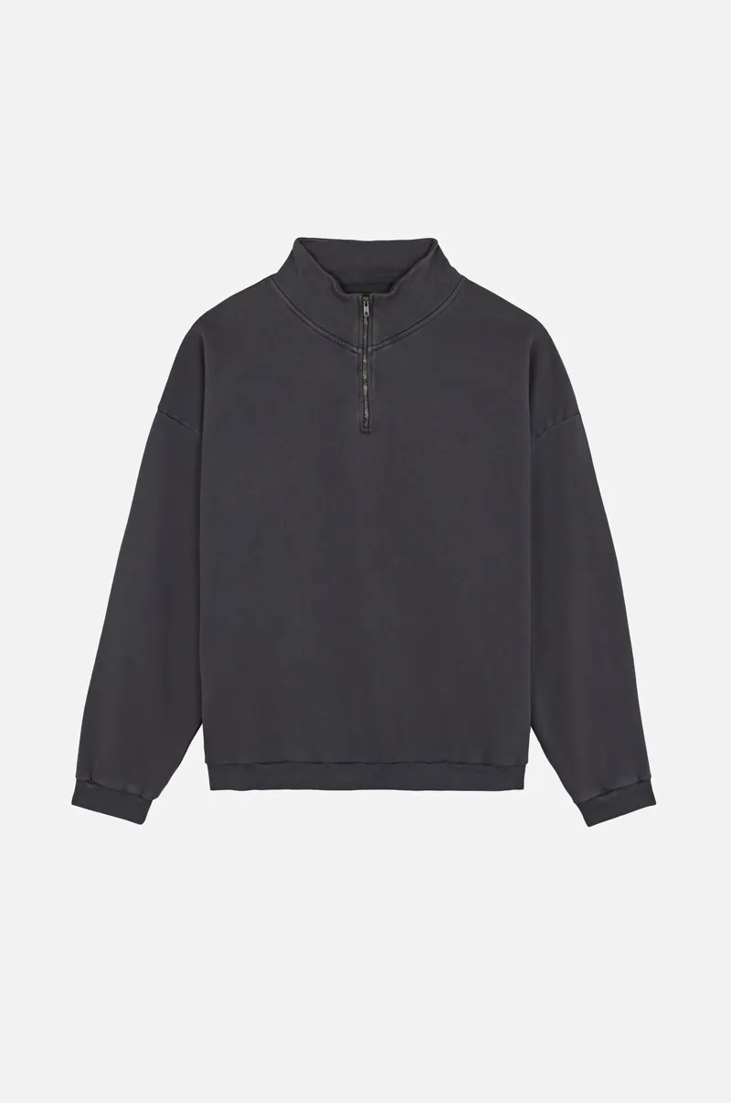 Trendsplant Trendsplant Herren vegan Sweatshirt Axis Super Heavy Quarter Zip In „forged Iron Grey“, Grau, – Produktbild 1 von 2
