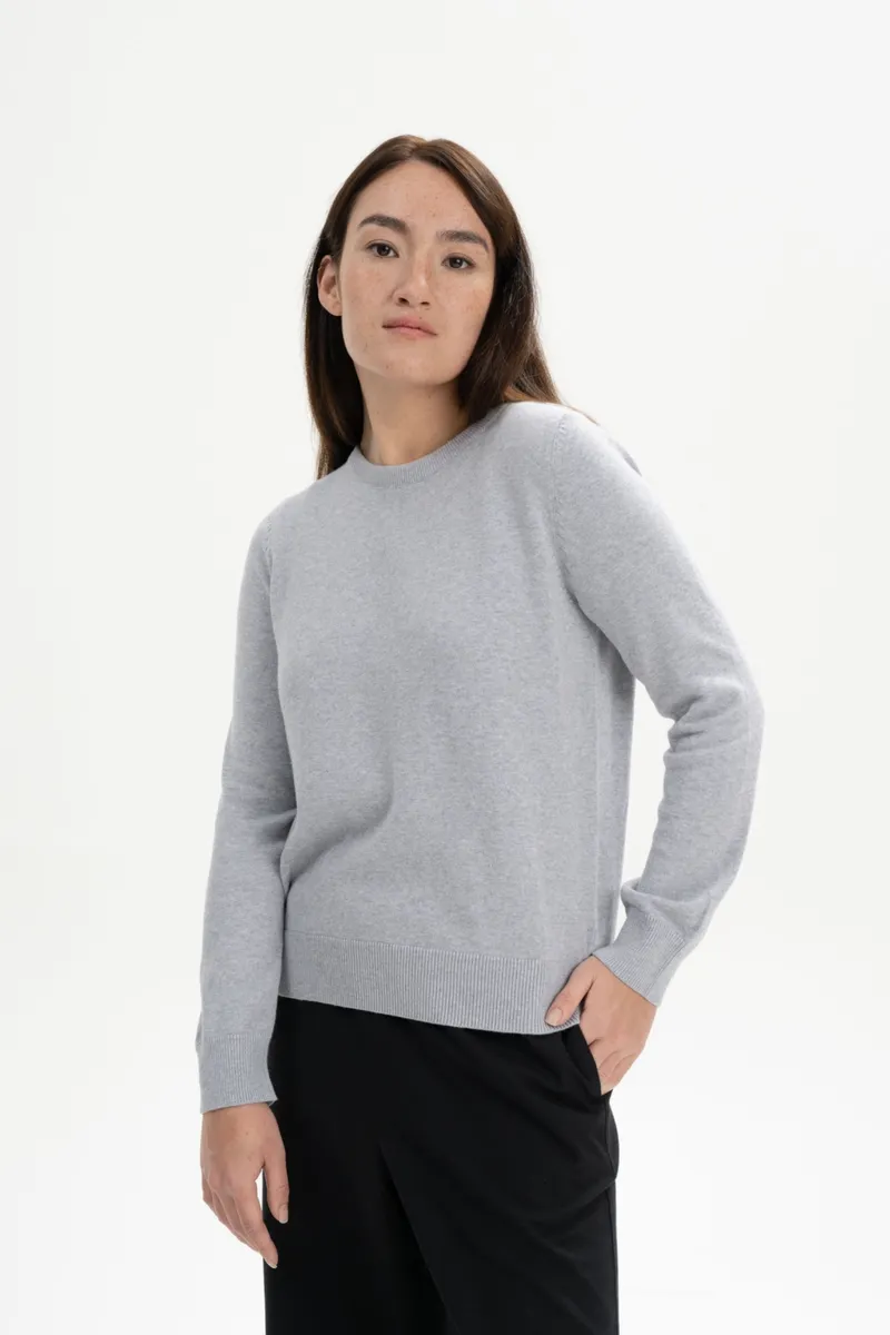 MELA MELA Damen vegan Pullover Feinstrick Dhana Grau Melange, Grau, – Produktbild 2 von 2