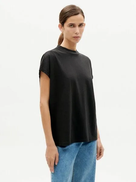 thinking mu thinking mu Basic Volta - Damen T-Shirt aus Bio-Baumwolle, Dark disk, – Produktbild 2 von 3