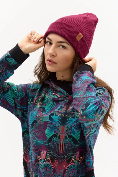 KOKOworld Mütze Peak Knit – Fairtrade Cotton – Klassische Beanie – Warm – Unisex – KOKOworld, Wine (burgundy), – Produktbild 2 von 4
