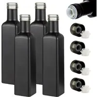 mikken mikken Ölflaschen 250 ml schwarz mit Ausgießer und Schraubdeckel + Etiketten – Produktbild 1 von 1