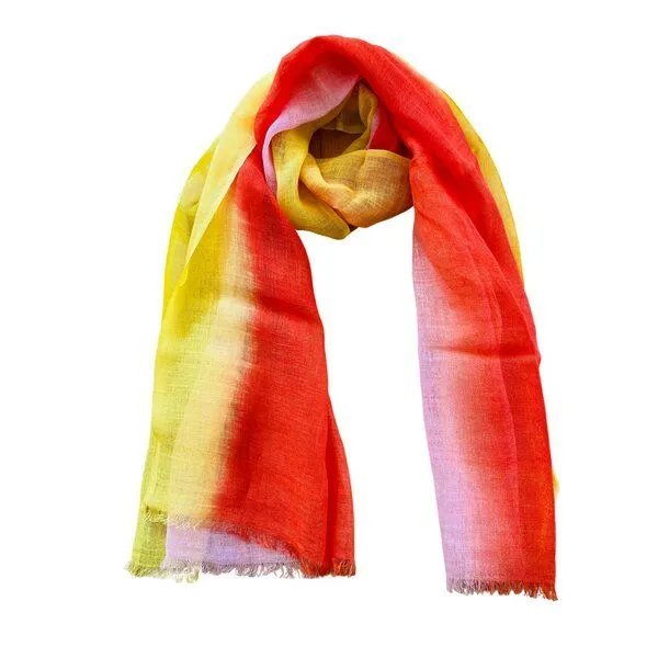 HeritageModa HeritageModa Handgefertigter Damen-Leinenschal, Rot-rosa-gelb, – Produktbild 1 von 4
