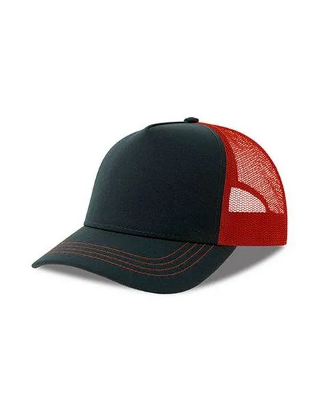 Atlantis Headwear Atlantis Headwear Freizeit-Truckercap aus recyceltem Polyester-Segeltuch, Navy/burgundy, – Produktbild 1 von 2