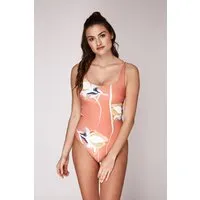 Woodlike Woodlike Damen vegan Einteiliger Badeanzug Alli Flower Print Orange – Produktbild 1 von 1