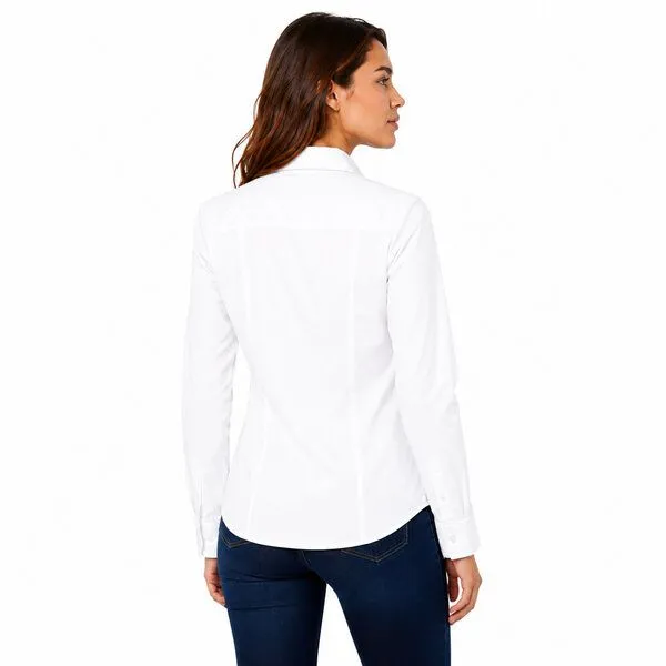Bruno Barella Bruno Barella Damen Business Hemdbluse aus ägäischer Bio-Baumwolle – Regular Fit mit Brusttasche, Weiss, – Produktbild 3 von 4