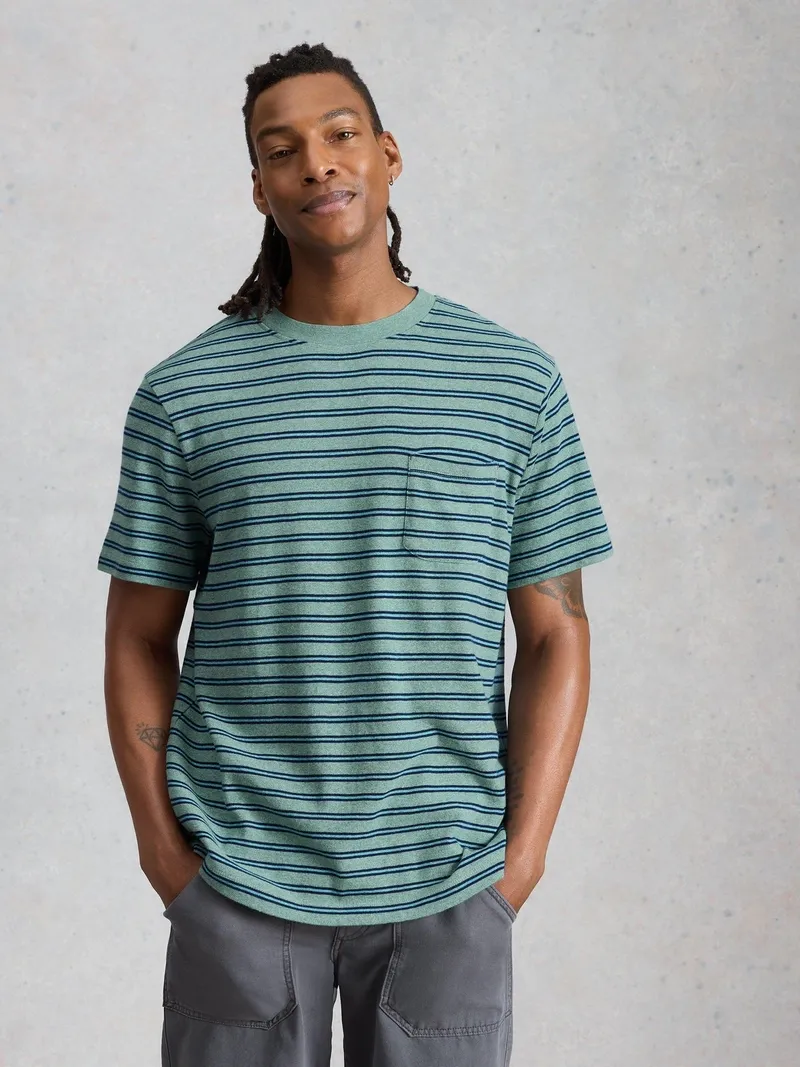 White Stuff Gestreiftes T-Shirt Horsham - L, Blau multi, – Produktbild 3 von 4