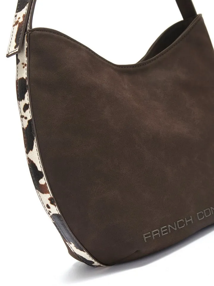French Connection French Connection Schultertasche Henkeltasche, Handtasche, Shopper, Damentasche, mit modischen Animal-Details VEGAN, Braun, – Produktbild 4 von 4