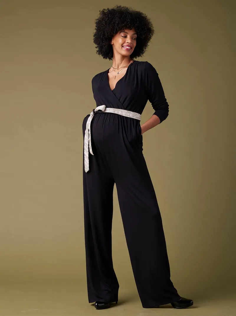 Envie De Fraise Weiter Umstands-Jumpsuit mit Wende-Gürtel ENVIE DE FRAISE, Schwarz, – Produktbild 1 von 4