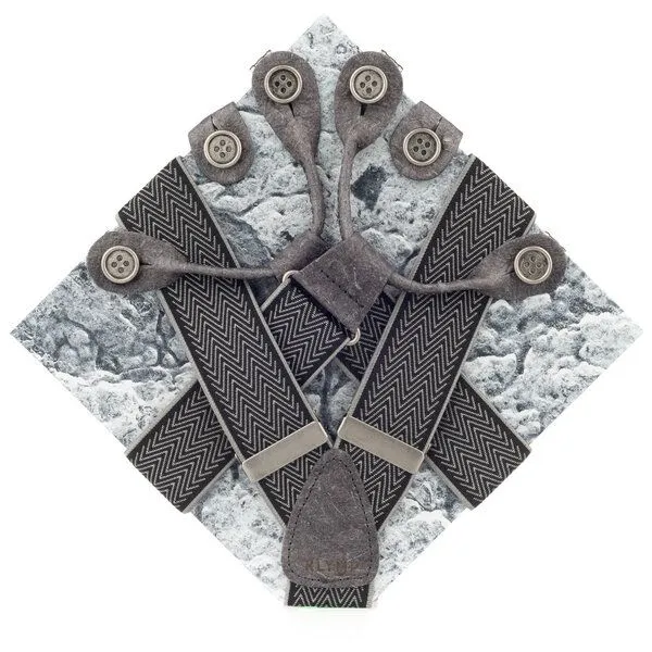 klYmp klYmp Hosenträger classic zig-zag vegan, Silber-schwarz, – Produktbild 1 von 4