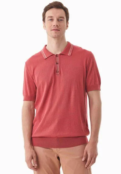 ORGANICATION ORGANICATION Strick-Poloshirt aus Bio-Baumwolle, Radiant red, – Produktbild 1 von 4