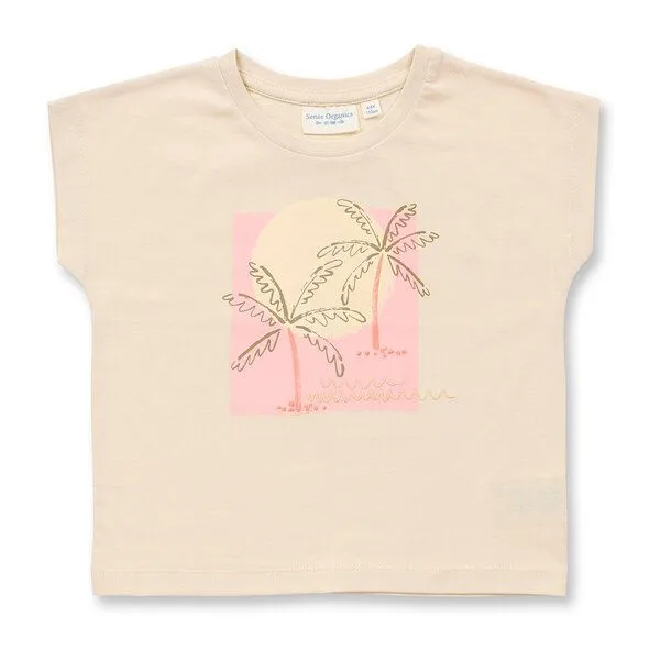 Sense Organics Sense Organics T-Shirt mit Palmen-Motiv für Kinder, Modell DORA, Palme auf weiß, – Produktbild 1 von 3