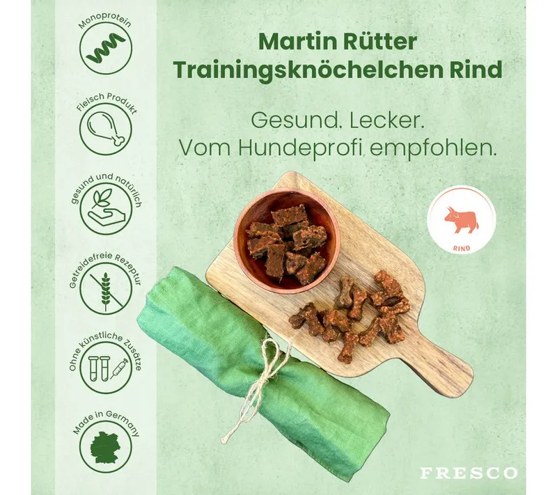 Fresco Dog Martin Rütter Trainingsknöchelchen 1kg, Hunde Leckerli Rind, Snack für: Hunde, getreidefrei, zuckerfrei, hoher Fleischanteil – Produktbild 2 von 5