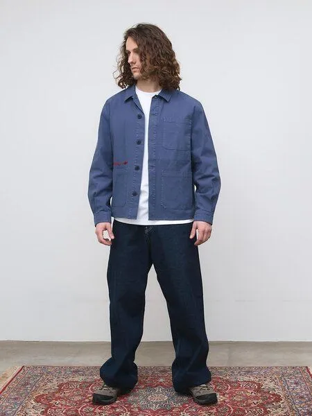 Yahmo Yahmo Fritz bestickte Workwear Jacke, Blau, – Produktbild 2 von 3