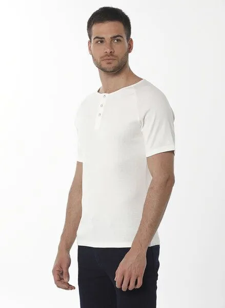 ORGANICATION ORGANICATION Henley-Shirt aus Bio-Baumwolle mit Raglanärmeln, Weiß(off white), – Produktbild 3 von 4